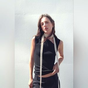 NBW Authentic BEADED FOULARD PRINT SCARF